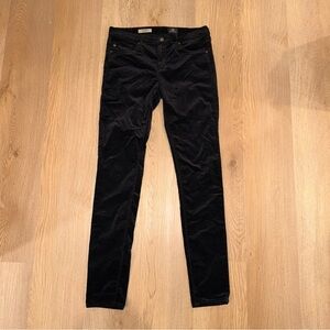 AG Adriano Goldschmied The Legging Super Skinny Black Velvet Jeans 28R Stretch